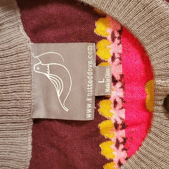 Knitted Dove Hot Pink Owl cardigan wool blend - Picture 2 of 4